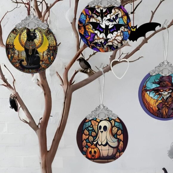 Cute Ghost Ornament Stained Glass Hanging Decor Holiday-Sun Catcher-Christmas - Picture 5 of 7